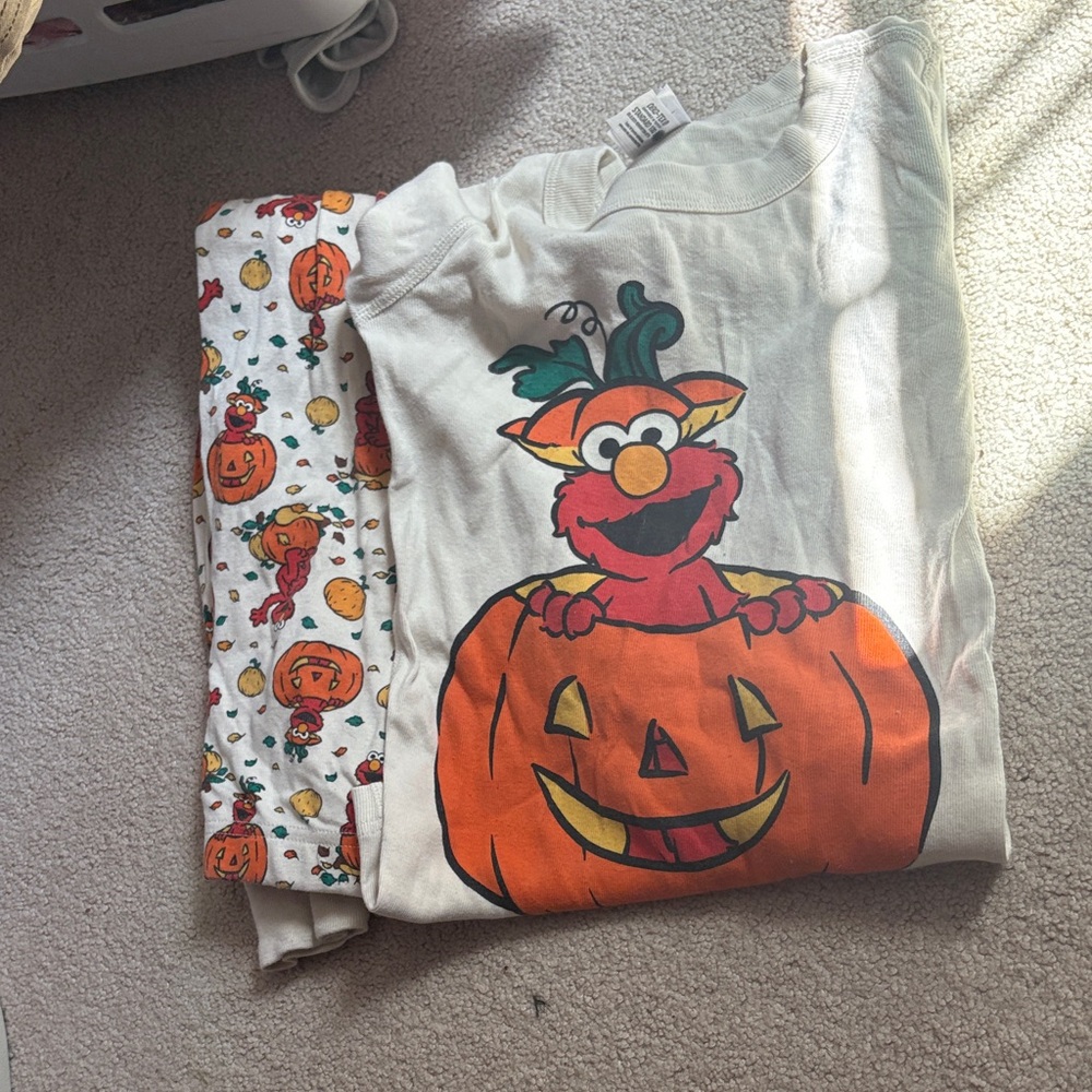 Hanna Andersson Halloween Elmo Pumpkin Pajama Set